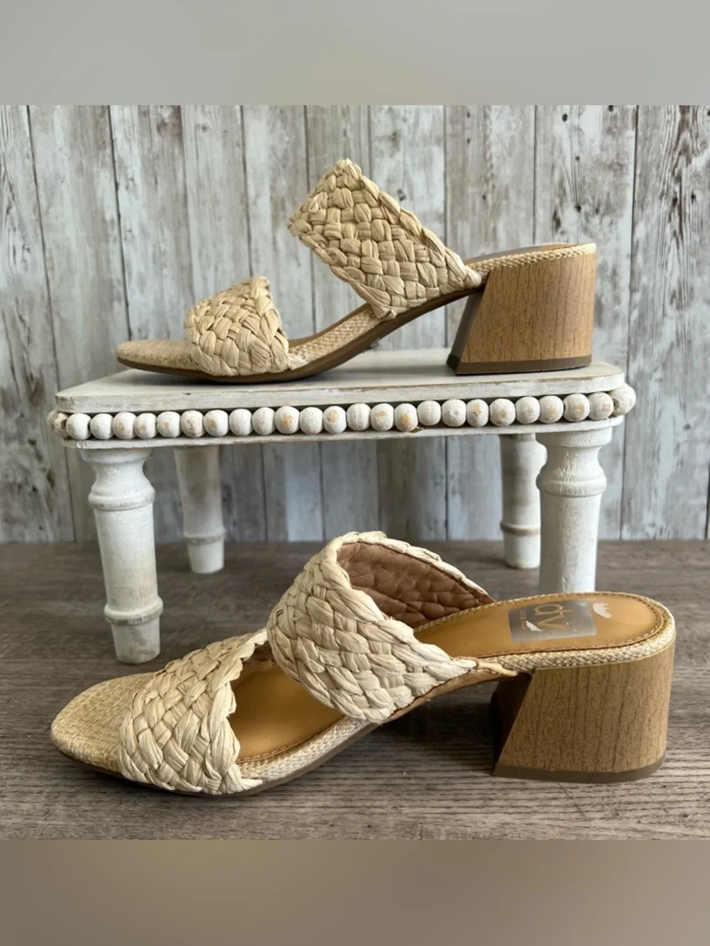DV by Dolce Vita Stacey Braided Slide Sandals Raffia Coastal Preppy Resort 6.5 - Picture 2 of 4